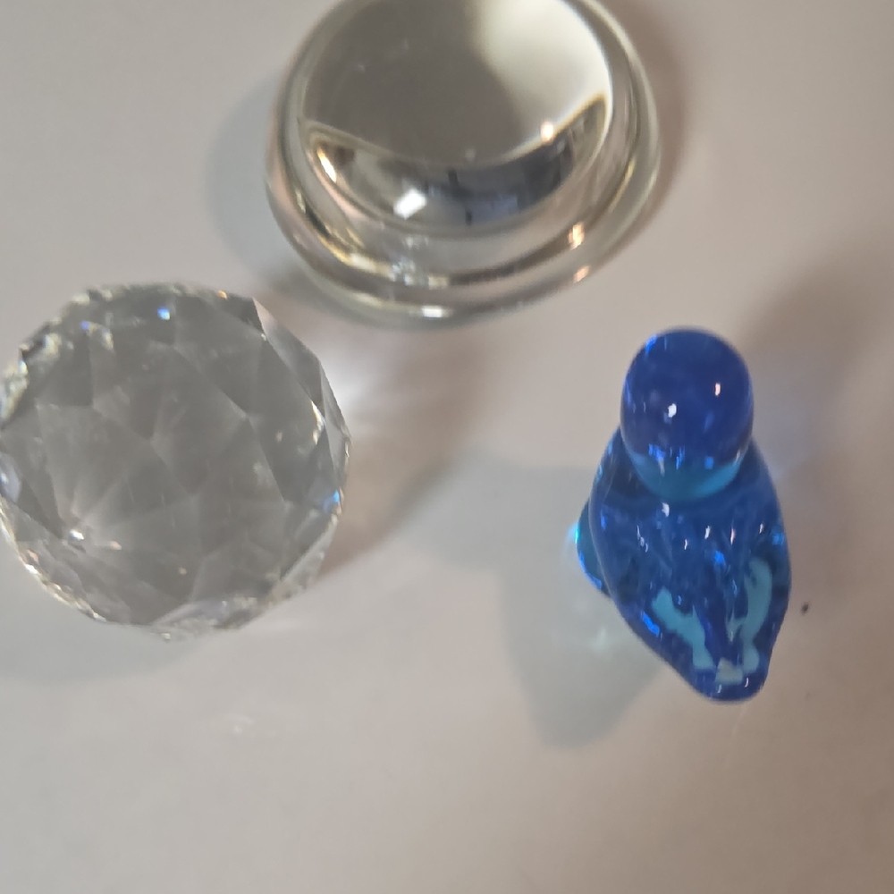 Blue Glass Figurine with Crystal Accents